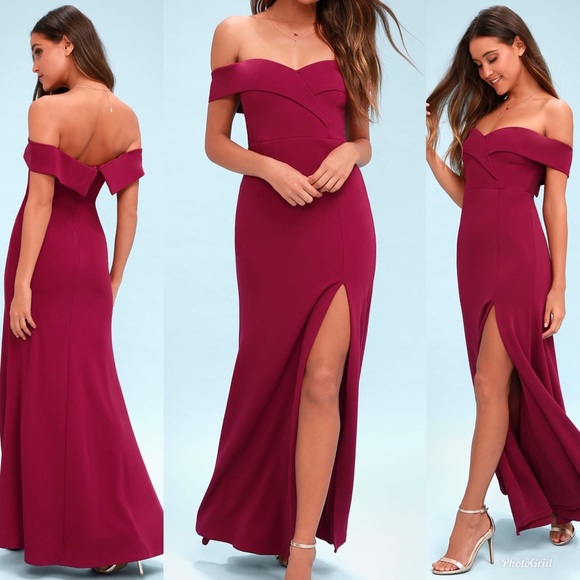 magenta off the shoulder dress